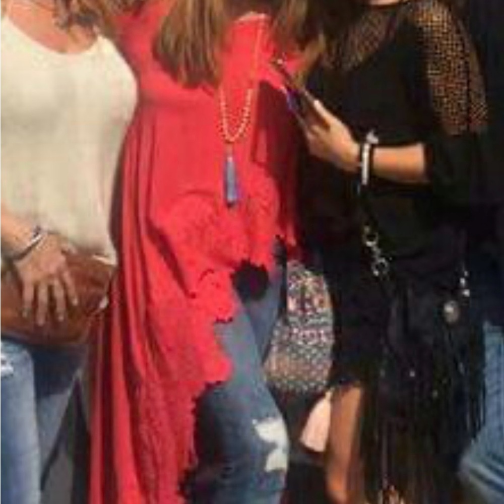 Free People Orange  Red Asymmetrical tunic